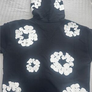 Black denim tear hoodie